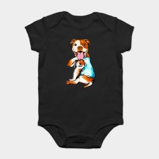 Funny Dog Pitbull I Love Mom Tattoo Gift T-Shirt Baby Bodysuit